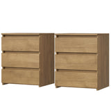 FOTOSOK Nightstand Set of 2 Nightstand with 3 Drawers, Bedside Table Night Stand for Bedroom with Cut-Out Handle, Sofa Side Table 3 Drawer Nightstand for Bedroom, 17.7W*15D*21.7H, Wooden Grain FOTOSOK