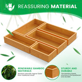 Bamboo Drawer Organizer Set, 5-Piece Storage Trays for Kitchen, Bathroom, Office Desk, Makeup & Junk Drawers,Utensils Bayting