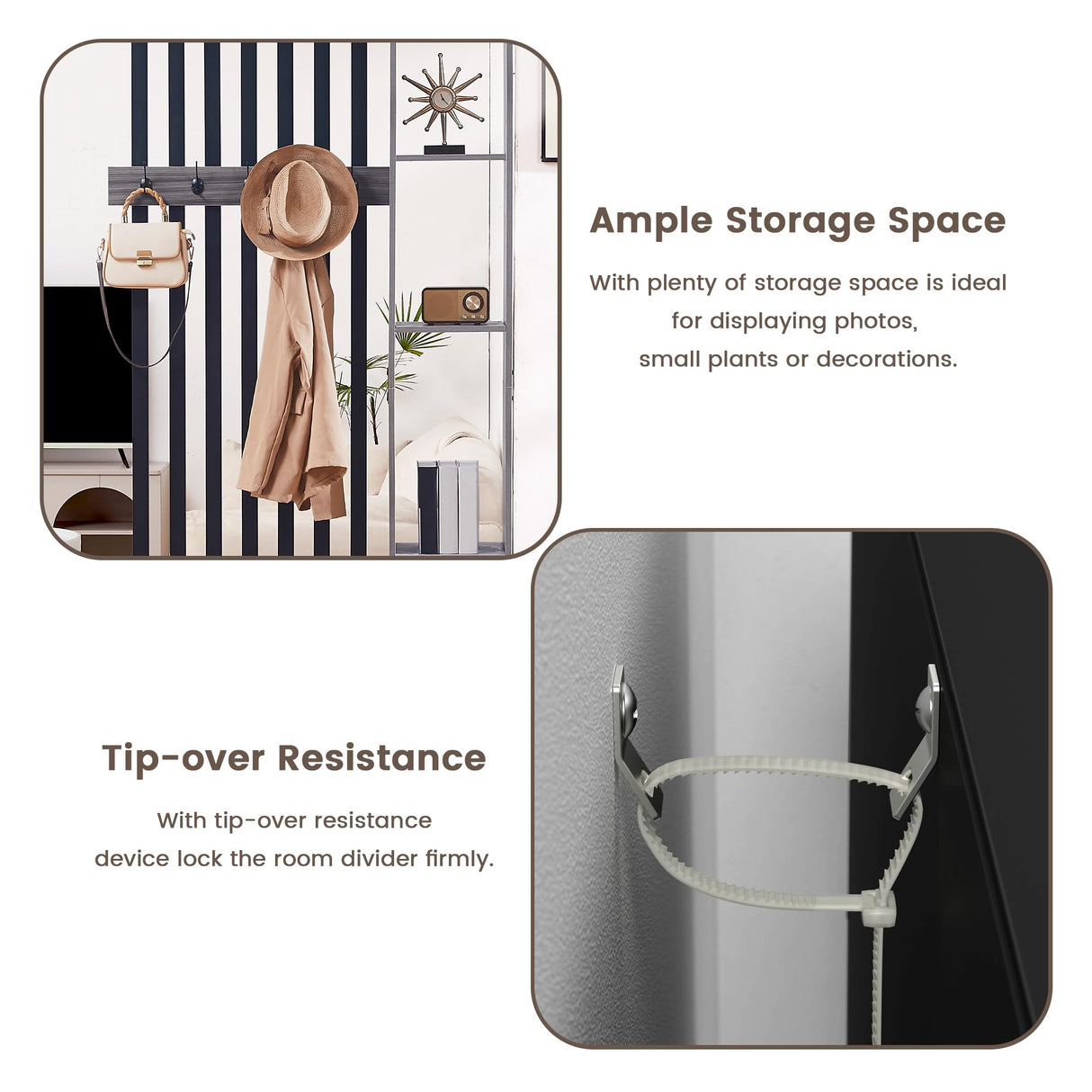 Room Divider with Shelves, Wall Room Divider Bookshelf, Freestanding Wood Privacy Screen with Storage Cabinet, Coat Rack, Display Shelf for Living Room Separation, Home Office Decorative SAHISTCT