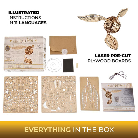 UGEARS Wooden 3D Puzzles for Adults - Harry Potter Golden Snitch Model Building Kits - DIY Kits for Adults - 3D Puzzle Harry Potter Puzzle Set Crafts for Adults - 3D Model Kits for Adults - 120 Pcs UGEARS