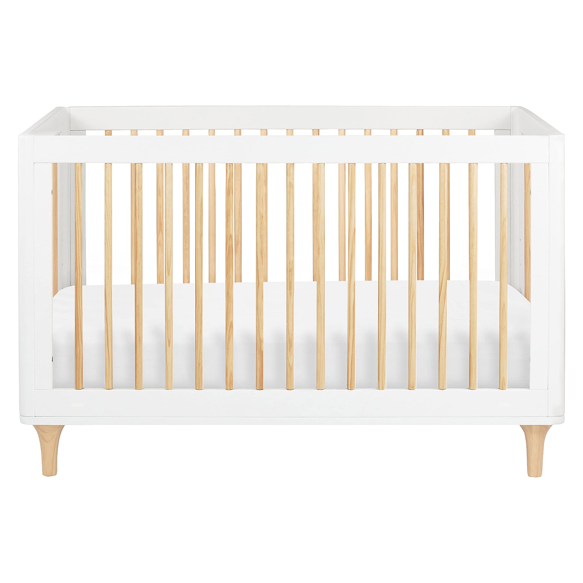 Babyletto Lolly 3-in-1 Convertible Crib with Toddler Bed Conversion Kit in White and Natural, Greenguard Gold Certified - WoodArtSupply