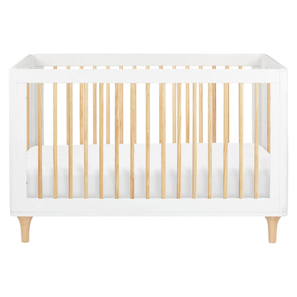 Babyletto Lolly 3-in-1 Convertible Crib with Toddler Bed Conversion Kit in White and Natural, Greenguard Gold Certified - WoodArtSupply