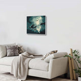 Ginfonr Framed Paint by Numbers Kit for Adults, Halloween Ghosts Acrylic Painting on Canvas, Cat Oil Painting for Beginner with Brushes, Adults Paint-by-Number for Home Wall Decor (8x8inch) Ginfonr