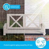 Mjkone Singe Porch Swing | Heavy Duty Out Door Porch Swing with Water Proof Layer | Wooden Proch Swing with Erosion Resist Polyster | Modern Swing Bench (Solid Wood, Double Cross) Mjkone