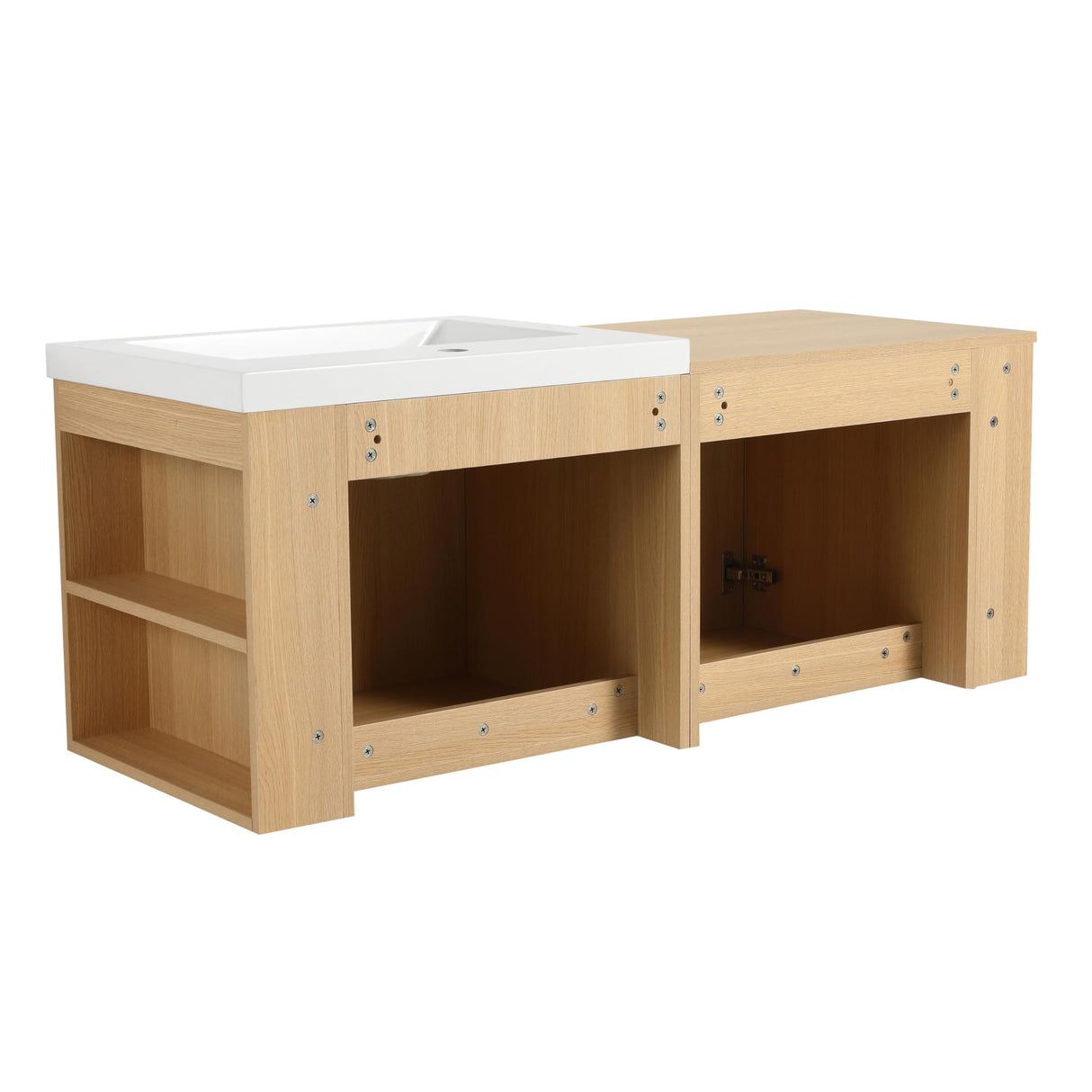 GLORAFIN 48 Inch Floating Bathroom Vanity,48" Bathroom Vanity with Sink,Modern Single Sink Bathroom Vanity Combo,Brown Wall Mounted Cabinet Set GLORAFIN