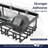 NESOMI Shower Caddy Adhesive Shower Organizer Rustproof Stainless Steel Bathroom Shelves, Large Capacity No-Drill Rack Storage Accessories with Soap Dish Toothbrush Holder & 16 Hooks Home Decor Black NESOMI