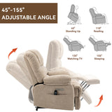 Large Power Lift Recliner Chair with Massage and Heat for Elderly, Ergonomic Backrest, Infinite Adjust, 2 Side Pockets,USB and Type-C Ports, Chenille Beige Luxlen