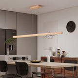 YISDESIGN 71" 60W Wood Linear Pendant Light Fixture Led Dining Room Light Dimmable Hanging Light Fixture for Kitchen Island Dining Room Pool Table Lights Natural YISDESIGN