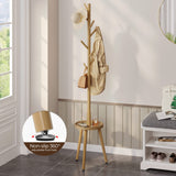 GREENSTELL Coat Rack with 8 Hooks, Wooden Coat Rack Freestanding with Shelf, Coat Tree with 4 Height Options 50.5"-72.6", Coat Hanger Stand for Bags, Clothes, Umbrellas, Hats, in Home, Natural GREENSTELL