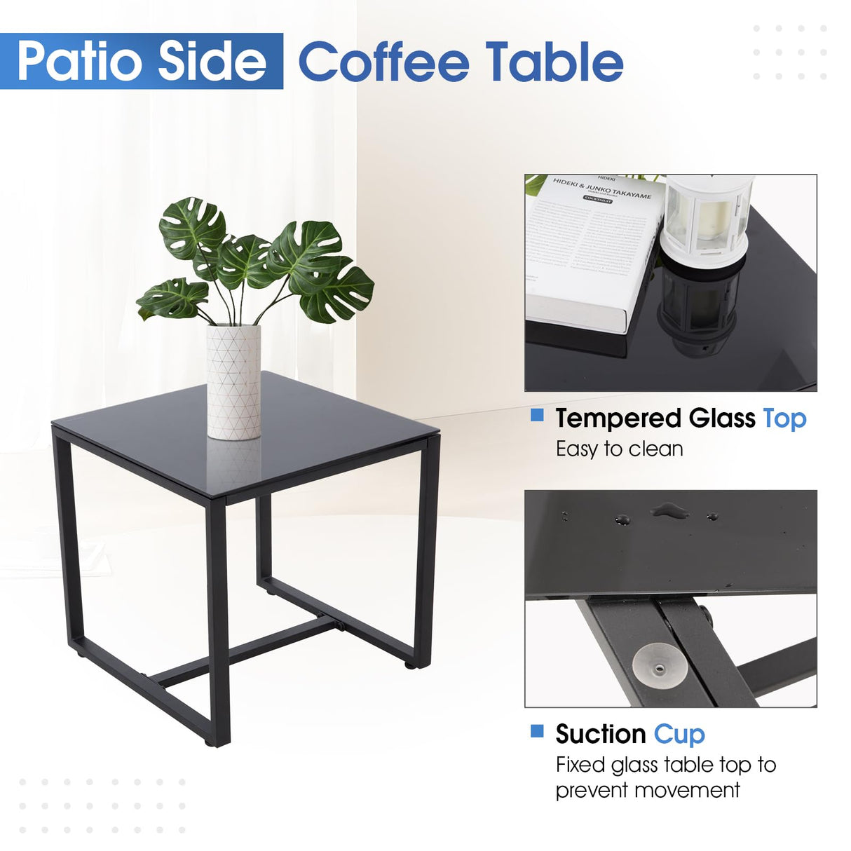 HYDRAGARDEN 3PCS Patio Furniture Set, Outdoor Wicker Bistro Conversation Set with Padded Cushions & Glass Table, Garden Rattan Chair Set for Porch Balcony Backyard (Plus Grey Wicker & Grey Cushions) EARLGROVE