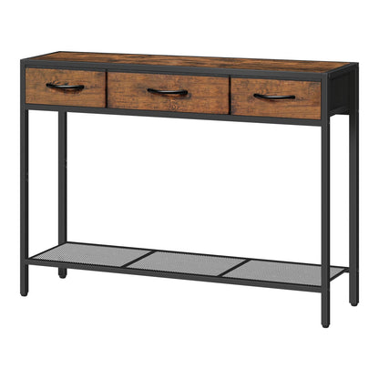 MAHANCRIS Console Table with Drawer, Industrial Entryway Table with Storage, Narrow Sofa Foyer Table for Living Room, Entrance, Hallway, Couch, Corridor, Rustic Brown and Black CTHR23301