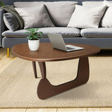 Mid Century Modern Solid Wooden Coffee Table,Small UniqueTriangle Wood Center Tables, Sturdy TeaTable Suitable for Living Room Bedroom Balcony Patio Walnut Iuturna
