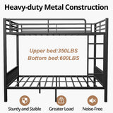 Luckiofvonne Queen Over Queen Bunk Bed for Adults, Heavy-Duty Metal Bunk Bed Frame with Ladder, High Guardrail and Slats Support, No Box Spring Needed, Black Luckiofvonne
