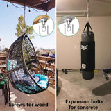 weiatas Hammock Chair Hanging Hardware Kit with Chain and Spring, Heavy Duty Porch Swing Hanger, 360 Swivel Ceiling Hooks for Punching Bag,Gym (Screw) weiatas