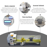 BEILOCKERY Metal Lathe RC-210E Automatic Inch/Metric Conversion 1100W Benchtop Electronic Gear Lathe Machine 50-2500rpm Variable Speed 8"*39" Electronic Pulse Precision Wood Horizontal Processer 110V BEILOCKERY