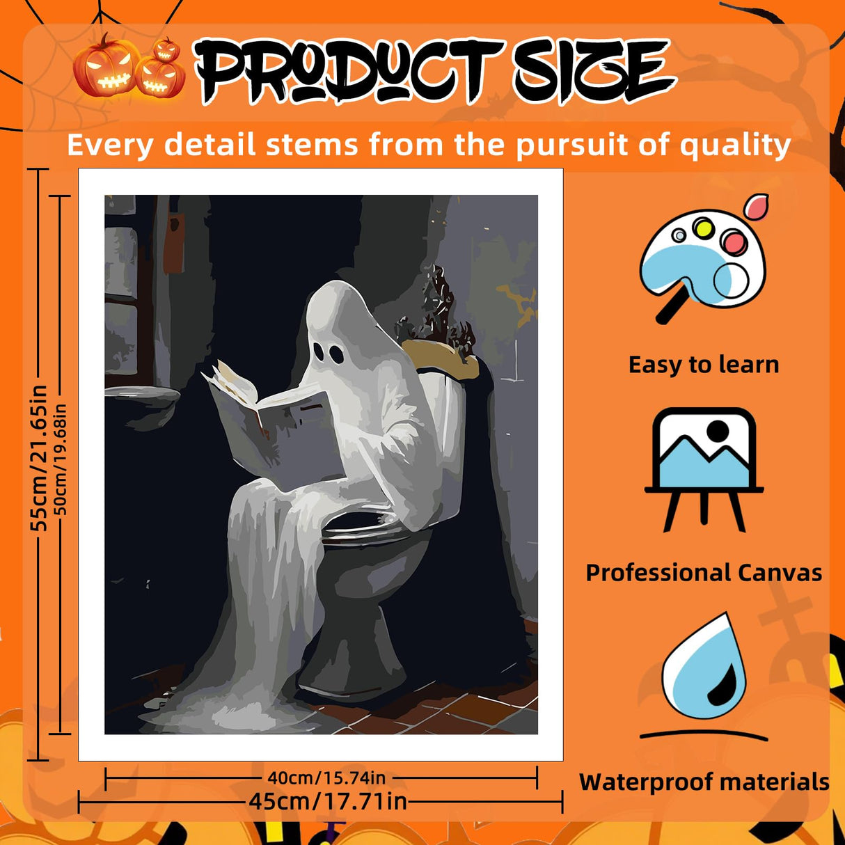 Reivworl Halloween Paint by Numbers Kit for Adults, Ghost Paint by Numbers, Adult Paint by Number Kits for Gifts and Home Wall Decor 16x20 Inch Reivworl