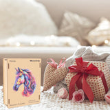 Horse Head Wooden Puzzle for Adults, Horse Wooden Jigsaw Puzzles(10.8 * 12.6in-200pcs), Unique Shape Animal Adult Puzzles,Irregular Wood Puzzles Best Gift for Adults and Kids Family Game Reouinty