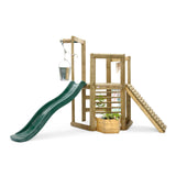 Plum Discovery Wooden Outdoor Playset, Toddler Slide, Playground Sets For Backyards, Kids Yard Play Equipment with Painting Easel, Bucket, Built-In Planter Box, Climbing Wall, Weatherproof, Age 3+ Yrs Plum