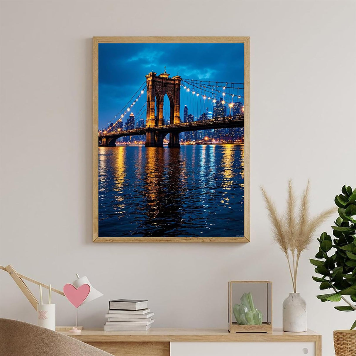 EATUKYIC Brooklyn Bridge Diamond Painting Kits for Adults, Diamond Art Painting Kits for Beginners, DIY Full Drill Round Gem Art 5D Crystal Art Paint by Numbers, Hobbies for Women Gifts 12x16inch EATUKYIC