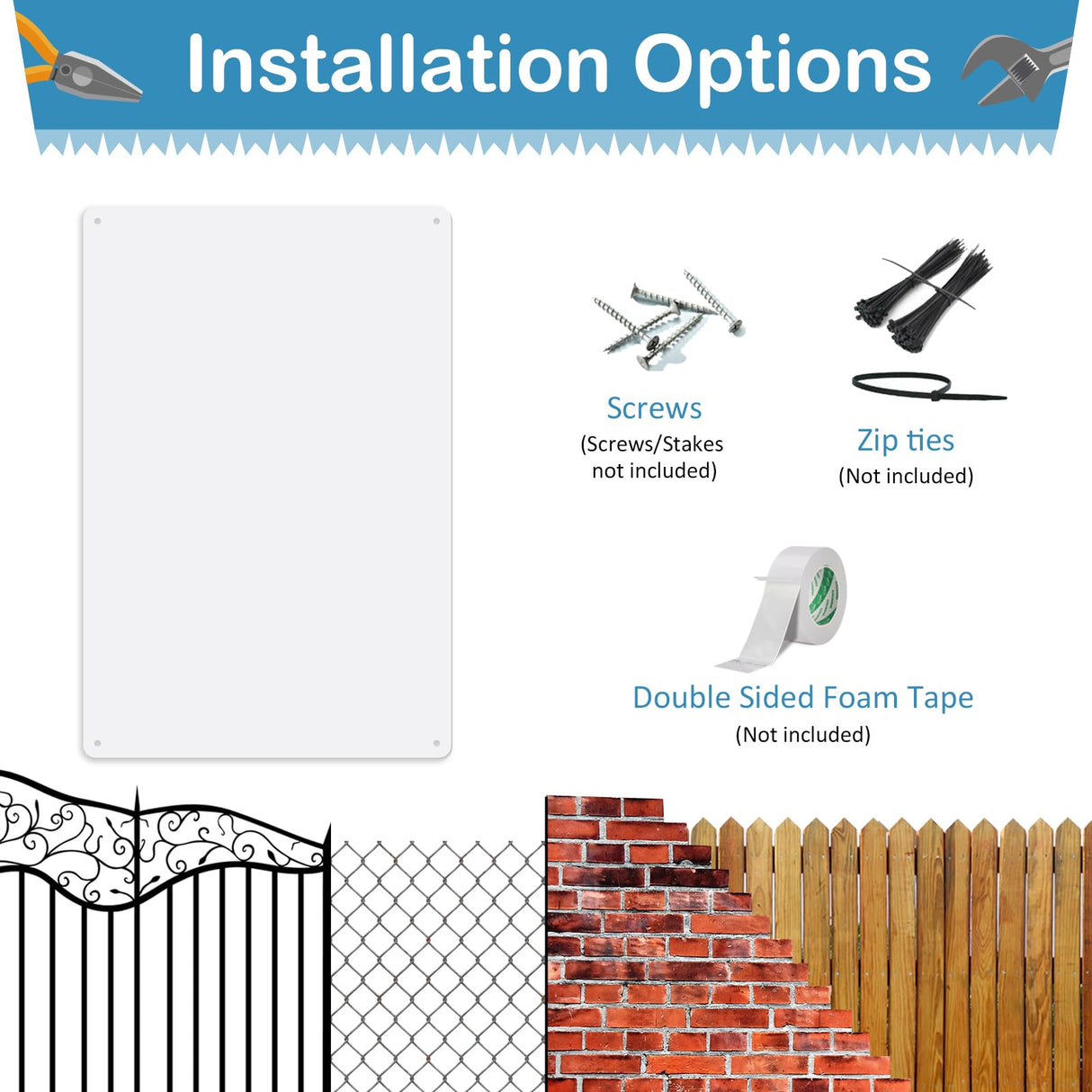 Ayifan 4-Pack White Blank Sign,Blank Metal Tin Sign,12" x 8" Rustic Style for Home Decor, Business Use, Indoor Outdoor Ayifan