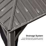 PURPLE LEAF 10' X 14' Patio Hardtop Gazebo Aluminum Outdoor Gazebo with Double Galvanized Steel Roof for Deck Backyard All Weather Outdoor Pavilion Curtain and Netting Included, Light Grey PURPLE LEAF