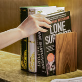 Large Bookend Hold Heavy Books- 7x4x5in 3 Pack Wood Bookends for Heavy Books Heavy Duty Walnut Book Ends for Men Wood Bookends for Office Desk Non-Skid Luxdecor