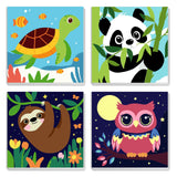 MXJSUA 4 Pack Framed Canvas Paint by Numbers for Kids Adults, Cute Pandas Paint by Numbers Kit for Children Beginners, DIY Acrylic Painting Craft Kits for Home Wall Decor, 8x8 inch MXJSUA