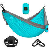 Camping Hammock Double & Single Portable Hammock with Tree Straps, Lightweight Nylon Parachute Hammocks Camping Accessories Gear for Indoor Outdoor Backpacking, Travel, Hiking, Beach Grassman