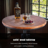 LOKKHAN Industrial Bar Table 38.6"-48.4" Height Adjustable Swivel Round Wood Tabletop 23.7" Dia, Kitchen Dining Office Coffee Bistro Pub Table LOKKHAN