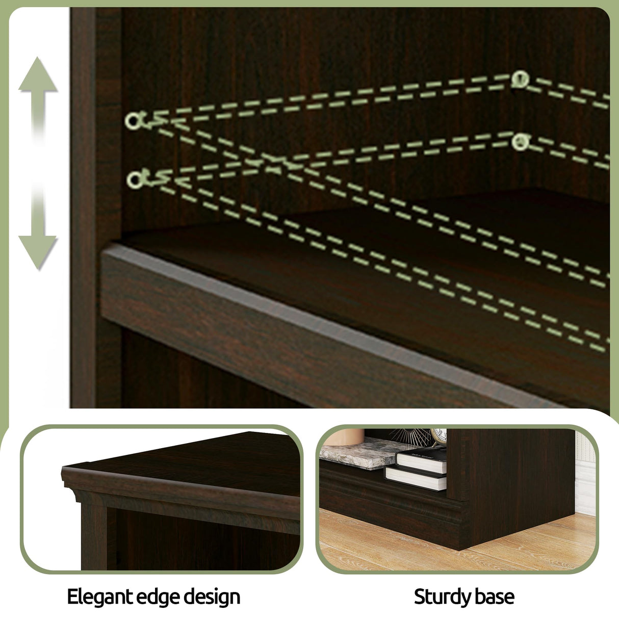 blini Low Horizontal Bookshelf Double Wide 64" 2-Tier Bookcase 4 Cube Storage Organizer Cherry Wood Bookcases for Bedroom and Home Office Decor Display blini