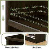 blini Low Horizontal Bookshelf Double Wide 64" 2-Tier Bookcase 4 Cube Storage Organizer Cherry Wood Bookcases for Bedroom and Home Office Decor Display blini