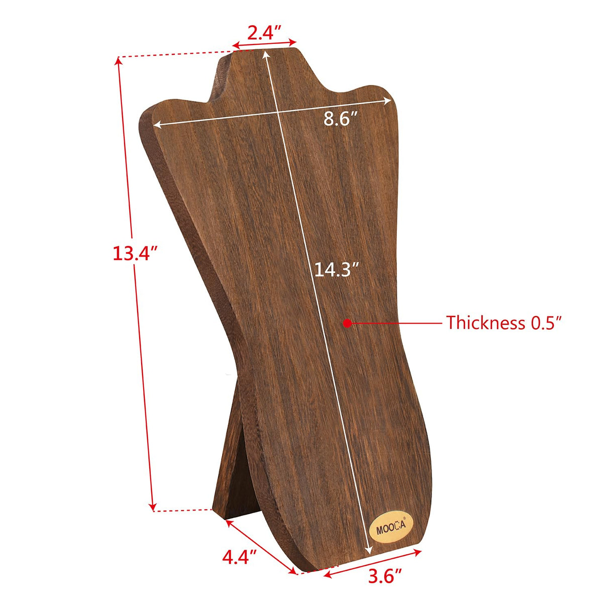 MOOCA Foldable Wooden Easel Necklace Display for Larger Necklaces, Portable Jewelry Organizer with Curved Top Design, Brown Color MOOCA