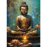 SENQAO Buddha Diamond Painting Kits for Adults, 5D Buddhism Inspirational Full Drill Diamond Art Kits, Lotus DIY Round Full Drill Gem Art and Crafts for Home Wall Decor 12x16inch SENQAO