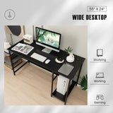 Tangkula 55 Inch Computer Desk with 4 Power Outlets & 2 USB Ports, Home Office Desk with Built in Charging Station with Switch, Computer Workstation Writing Study Desk with Storage Shelf & CPU Stand Tangkula
