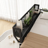 YHUBHSIS Queen Size Loft Bed with Ladder and Large Under-Bed Space, Black Metal Loft Bed with Storage Shelves, Heavy Duty Metal High Bedframe w/Safety Guardrails for Kids Teens (Black, Queen) YHUBHSIS