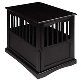 Casual Home Wooden Indoor Dog Crate House Kennel End Table Night Stand Furniture with Lockable Latch for Small to Medium Pets, Black Casual Home