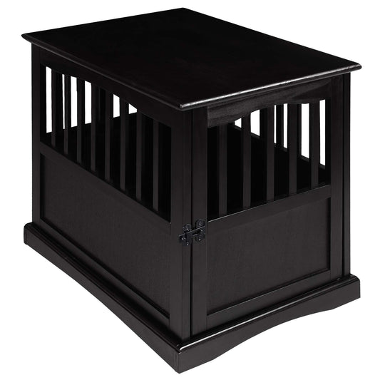 Casual Home Wooden Indoor Dog Crate House Kennel End Table Night Stand Furniture with Lockable Latch for Small to Medium Pets, Black - WoodArtSupply