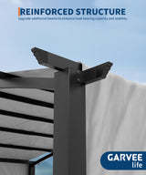 GarveeLife 12' x 9' Outdoor Arched Pergola, Metal Gazebo with Retractable Sun Shade for Backyards, Lawn, Patios (Grey) GarveeLife