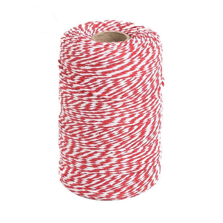 Red and White Cotton Twine String - 656 Feet, Ideal for Crafts, Gift Wrapping, Party, Baking and Holidays KINGLAKE