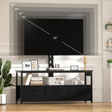 TV Stand with Mount and Power Outlet, Swivel TV Stands Mount with LED Lights for 32/45/55/60/65 inch TVs, Tall Entertainment Center with Storage, Media Console Cabinet for Living Room, Bedroom, Black MJOMKN