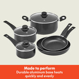 bella Cookware Set, 12 Piece Pots and Pans with Utensils, Nonstick PFOA Free Scratch Resistant Cooking Surface Compatible with All Stoves, Nylon and Aluminum, Black BELLA