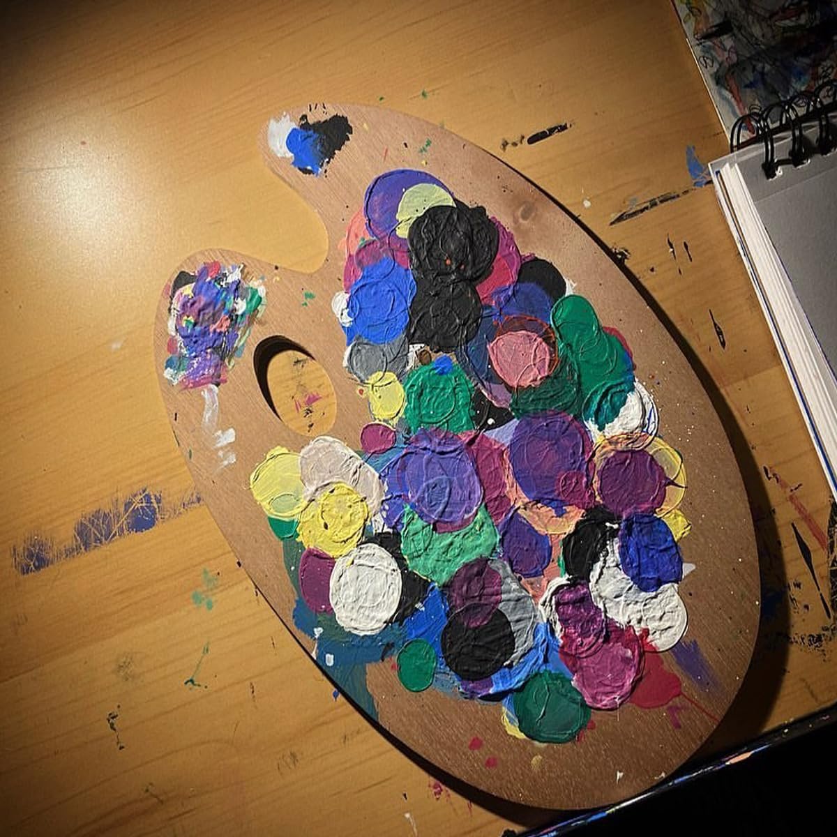 8" X 12" Wooden Oval-Shaped Artist Painting Palette,Oil Watercolor Paint Palette,Wood Paint Palette with Thumb Hole,Art Pallet for Painting,Palettes,Wood Paint Color Mixing Tray Acrylic Painting Wood Gemerglity