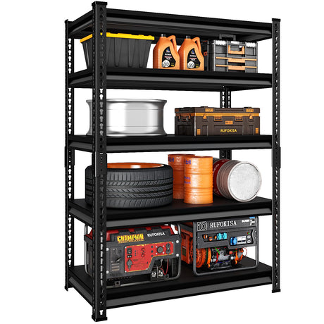 Rufokisa 5-Tier Garage Shelving Heavy Duty, 72" Metal Shelving Unit - 2250 lbs Load Capacity, 40"W x 18"D x 72"H (Black) Rufokisa