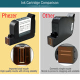 Phezer P15 Handheld Inkjet Printer for Flat Surface 0.5 Inch Nozzle for QRCode Barcode Production Date Time Logo Batch Number Print On Glass Bag Carton Box Wood Cloth Plastic Cable (25 Languages) Phezer