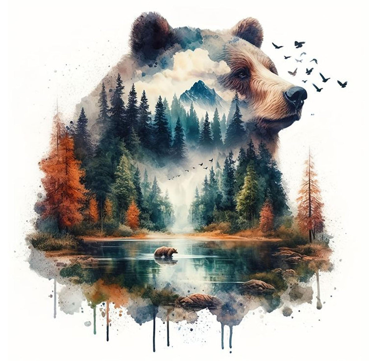 Forest Bear Diamond Painting Kits for Adults - Diamond Art for Adult Bear, Gem Painting Crafts Kits Gift, DIY 5D Gem Art Perfect for Home Wall Decor Gifts (14x14 inch) cviokrdu