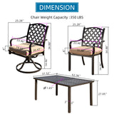 Domi 7 Pieces Patio Dining Sets All-Weather Metal Outdoor Modern Dining Sets with Table for Lawn Garden Backyard Deck with Cushions-Beige domi outdoor living
