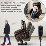 Dual Motor Power Lift Recliner Chair for Adult & Elderly, Infinite Position Lay Flat Lift Chair with Heat & Massage, Cup Holder, Lumbar Pillow, Wireless Charger, USB Ports, Leather (Brown) RESTREAL