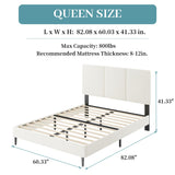 IOILORI Queen Size Bed Frame with Headboard, Vertical Channel Tufted Heavy Duty Queen Platform Bed Frame, No Springs Required, Easy to Assemble, Beige IOILORI