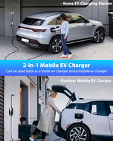 SEGUMA Level 1/2 EV Charger, 16Amp Electric Car Charger Portable EV Charger 25FT Cable with NEMA 6-20 Plug and NEMA 5-15 Adapter, Home Mobile EV Charging Station for J1772 BEVs/PHEVs 110V-240V(Black) SEGUMA