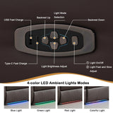 WISHDEER Power Reclining Loveseat Sofa, Loveseat Recliner Couch with Console, RV Recliners for Travel Trailers, Home Theater Seating with Cup Holders/LED/Drawer/USB/USB C for Living Room(Brown) WISHDEER